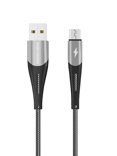Дата-кабель More choice K41Sm New Smart USB-micro USB 3.0A, 1м, нейлон (Silver Black)