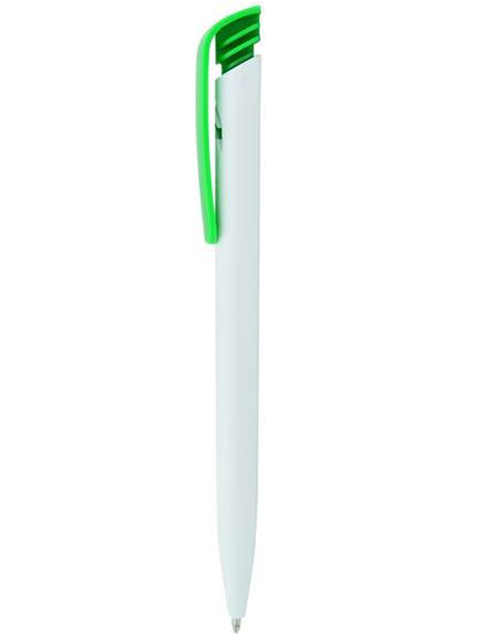 Ручка "Sponsor" корпус белый непрозрачный, зеленый грип, для логотипа