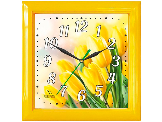 Часы настенные пластиковые П3-2-142 Тюльпаны