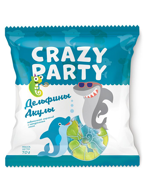 Жевательный мармелад Crazy Party "Дельфины, акулы" 70 г