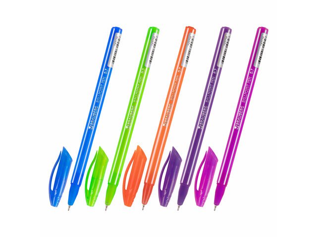 Ручка шариковая масляная BRAUBERG "STRIPES", корпус ассорти, 0,7 мм, синяя