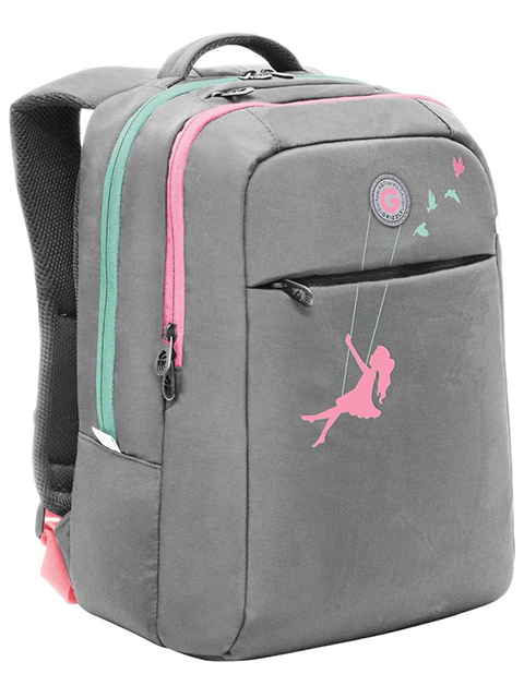 Рюкзак "GRIZZLY" 28х40х16см, 3 серо-розовый
