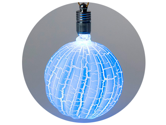 Игрушка световая LED "Елочный фонарик узоры краской" 5 см на батарейках, синий