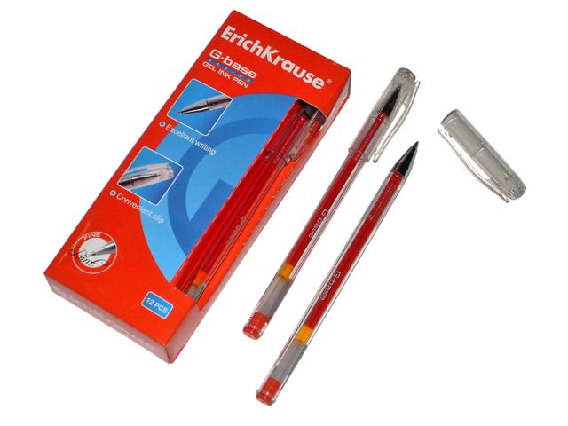 Ручка гелевая Erich Krause "G-Base" 0,5 мм, красная