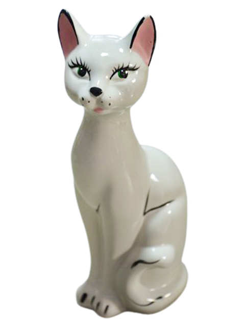 Копилка - кошка "Кузя малый" белая глазурь
