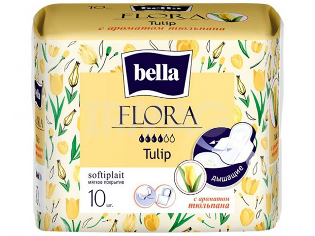 Прокладки Bella Flora Camomile с крылышками, с ароматом тюльпана, дышащие, 10шт