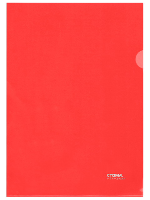 Папка-уголок A4 СТАММ, 180мкм, прозрачная,красная