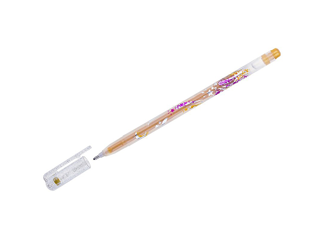 Ручка гелевая Crown "Glitter Metal Jell" 1 мм, золото с блестками