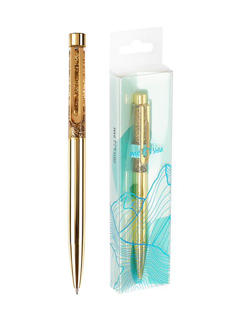 Ручка шариковая с поворотным механизмом MESHU "Gold sand" 1,0мм, синяя, в подарочной упаковке