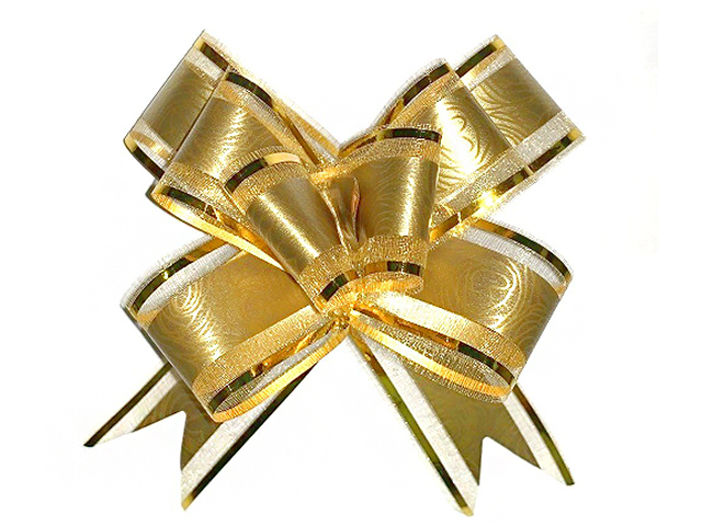 Бант оформительский "Бабочка №3" узор, золотой с золотой окантовкой, 10 шт в упаковке