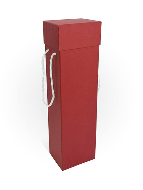 Коробка под бутылку "ПРОБКОВАЯ" (прямоугольник, 80х100х360, пробковая бумага, шнурок белый)