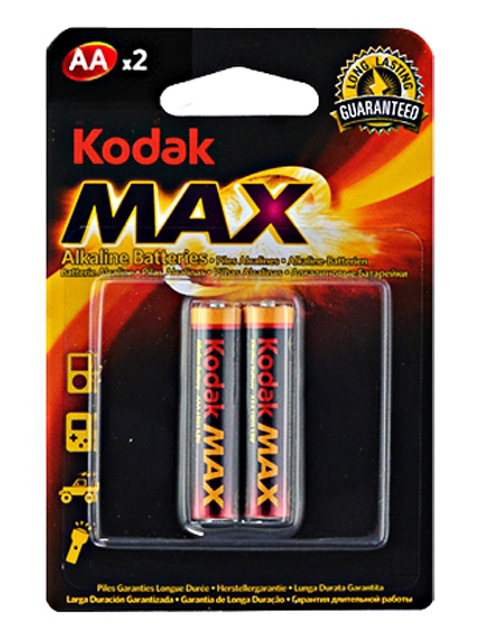 Батарейка щелочная (алкалиновая) (пальчиковая) Kodak MAX LR6 (2 шт.) блистер, кор. (20 уп.)
