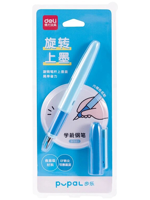 Ручка перьевая Deli "Pupal" пластик синий, чернила синие