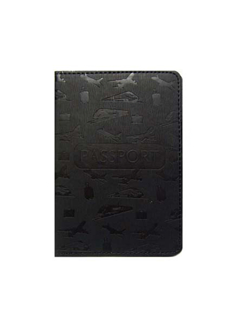 Обложка для паспорта Intelligent "Путешествие" черная, кожезаменитель [BI-27]