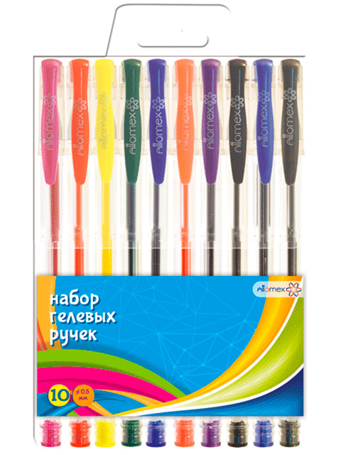 Набор гелевых ручек "Attomex" 10 цветов, 0.5мм, в пласт. блистере