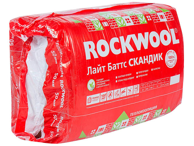 Утеплитель "ROCKWOOL" Лайт Баттс СКАНДИК (800*600*100мм) 6плит/2,88м2