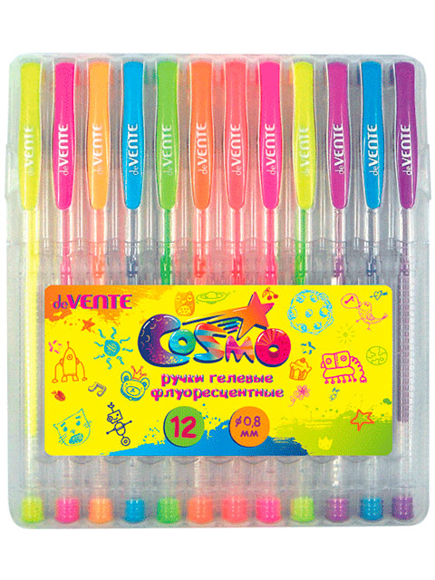 Набор гелевых ручек "deVENTE. Cosmo Fluo" 12цв., 0.8мм, неон., в пласт. кор.