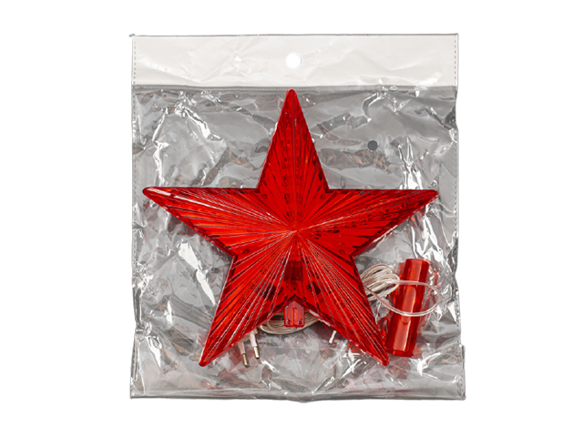 Верхушка "Звезда Красная ёлочка" 22х22 см, 30 ламп, пластик, 240V красный