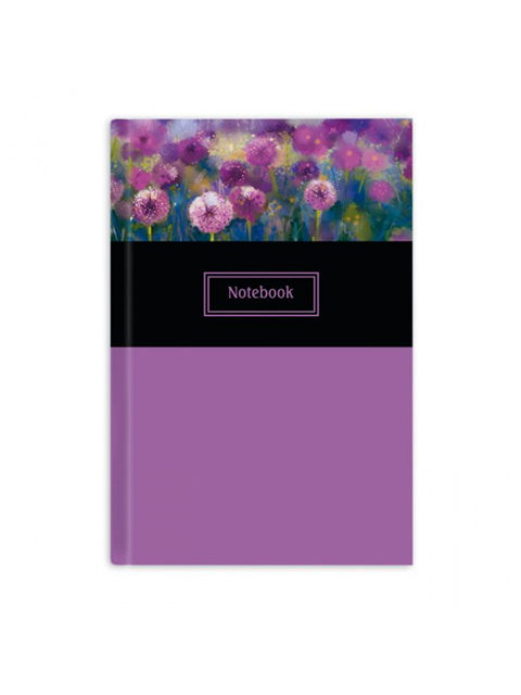 Записная книжка А5 128 листов "Notebook. Лиловые цветы", переплет 7БЦ, полноцвет. под пленкой "софт 