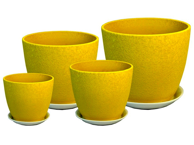 Горшок для цветов "Бутон Винил жёлтый" комплект из 4х предметов
