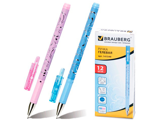 Ручка гелевая BRAUBERG "Elegant", игольчатый узел 0,5 мм, линия 0,38 мм, синяя, 141549