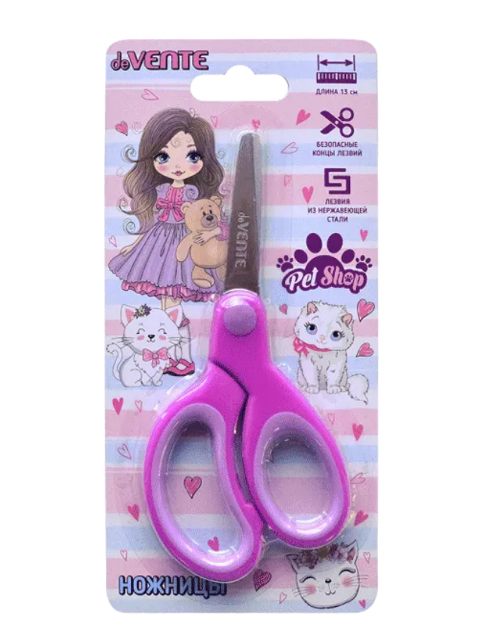 Ножницы детские deVENTE "Pet Shop" 13cм, прорезиненные ручки