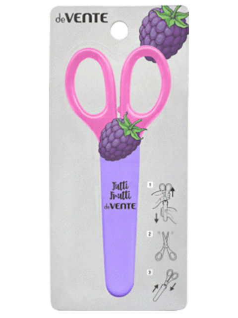 Ножницы детские deVENTE "Tutti-Frutti. Ежевика" 13,5cм, пластиковые ручки, в защитном футляре, блистер