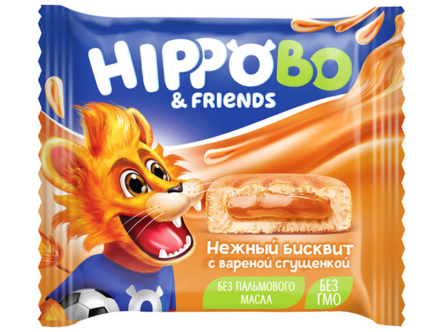 Пирожное бисквитное "HIPPOBO" с вареной сгущенкой, 32г