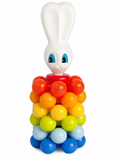 Пирамида-мини "Зайка" с шариками, 22 см (в сетке)