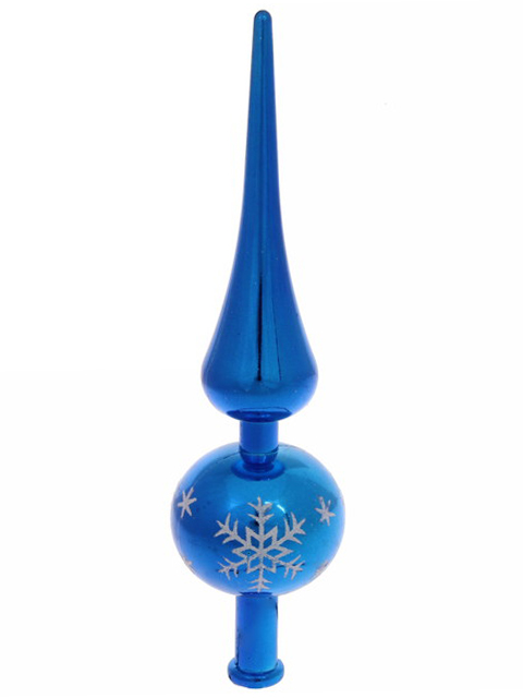 Елочная игрушка Верхушка для ёлки "Снежинка" 23 см, голубой/белый, пластик