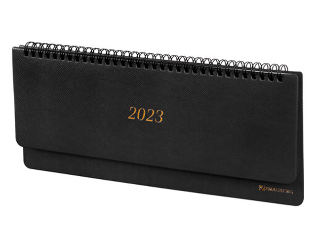 Планинг настольный датированный 2023 BRAUBERG "Iguana", под кожу, черный, 305х140мм