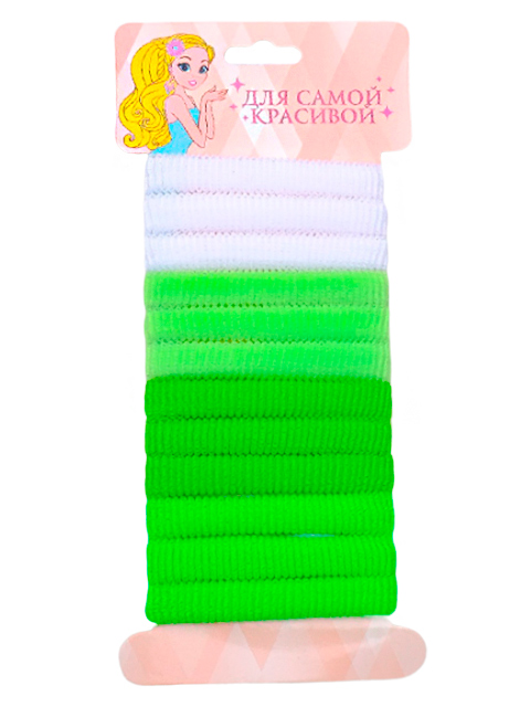 Набор резинок для волос "Махрушка полосочка" зелень, 12 штук в упаковке
