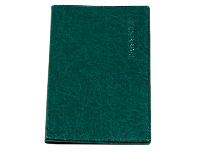 Обложка для паспорта "Престиж" 9,5х13,8см, тиснение конгрев, зеленый