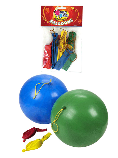 Набор воздушных шаров deVENTE "Панч бол" (синий, красный, желтый, зеленый), 4 шт в пластиковом пакете с блистерным подвесом