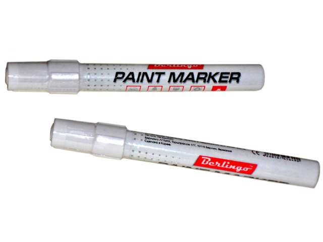 Маркер-краска Berlingo, 2-4 мм для всех видов поверхностей, нитро-основа, белый