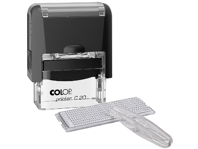 Самонаборный штамп COLOP "Printer C20-Set" 4-строчный, 14х38мм, 1 касса, синий,  в блистере