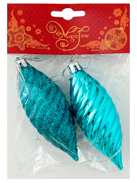 Набор елочных украшений "Шишка голубое небо" 12 см, 2 штуки в упаковке