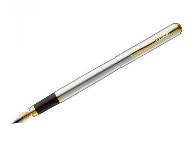 Ручка перьевая Luxor "Marvel" 0,8 мм, корпус металлический, хром/золото, синий