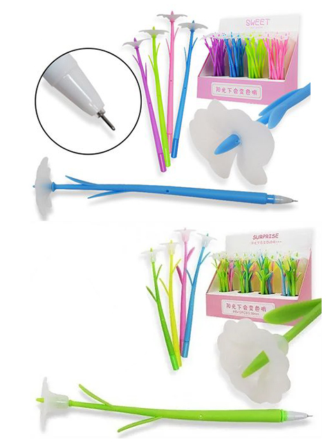 Ручка гелевая детская Schreiber "Цветок-хамелеон" 0,38 мм,игольчатый наконечник, черная (меняет цвет при солнечном свете)