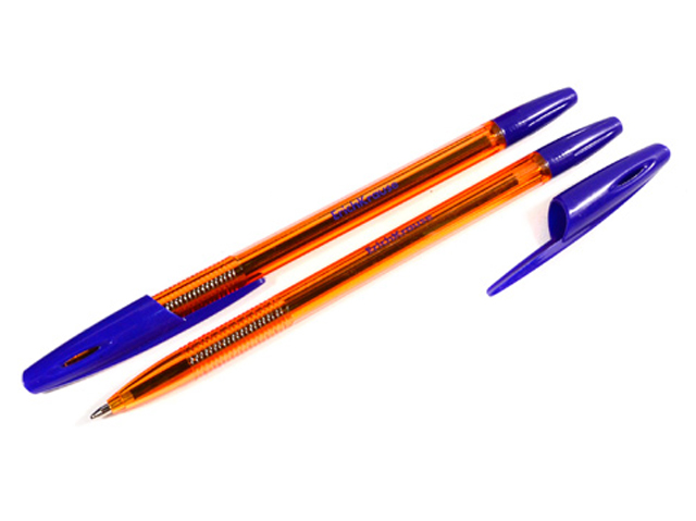 Ручка шариковая Erich Krause "R-301 AMBER" 0,7 мм, корпус пластиковый прозрачный оранжевый, синяя