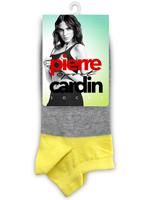 Носки женские "Pierre Cardin" св.серый меланж/жёлтый, р-р 35-37 