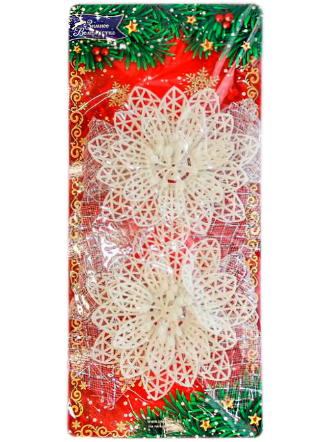 Набор новогодних украшений "Бантики с цветами" 2 штуки, 11 см, пластик, сеточка, в пакете