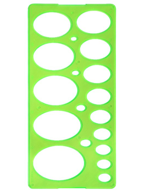 Трафарет СТАММ Эллипсы 8-75 мм, отливная шкала, прозрачный, зеленый