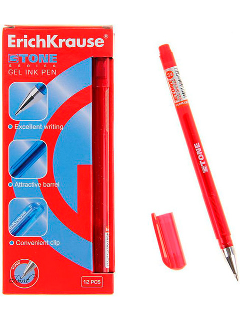 Ручка гелевая Erich Krause "G-Tone" 0,5 мм, красная