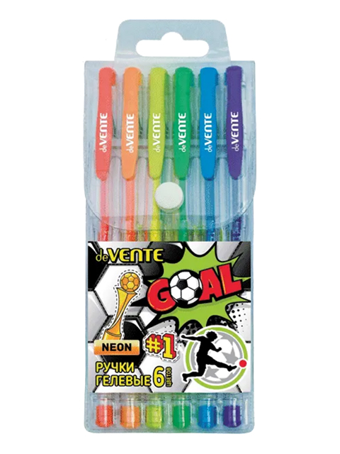 Набор гелевых ручек deVENTE "Goal" 6 цветов, 0,8 мм, неон., флуоресцентные