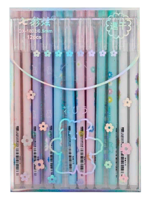 Ручка "пиши-стирай" гелевая Basir "ELEGANT FLOWERS" 0,5 мм, корпус с рисунком, синяя