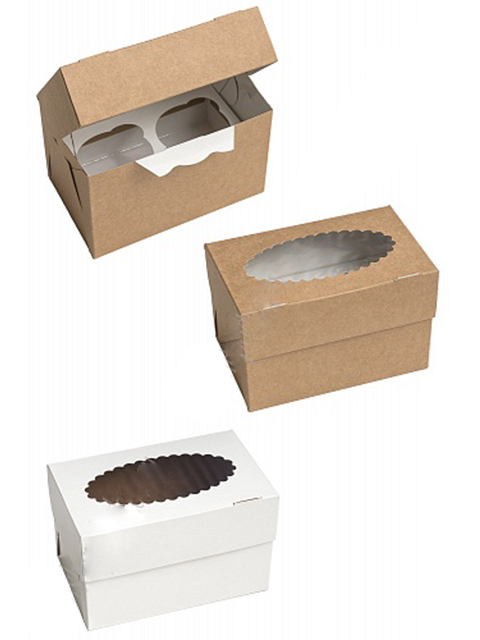 Коробка подарочная с окошком, двухсторонняя, 10х16х10 см, белая/крафт