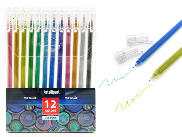 Набор гелевых ручек Intelligent "Металлик"12 цветов,0,5мм