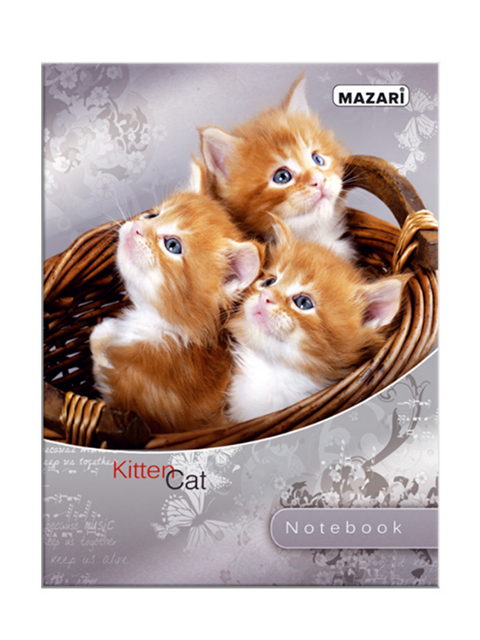 Бизнес-блокнот А5 64 листа клетка MAZARI "Котята в корзине" обложка 7БЦ