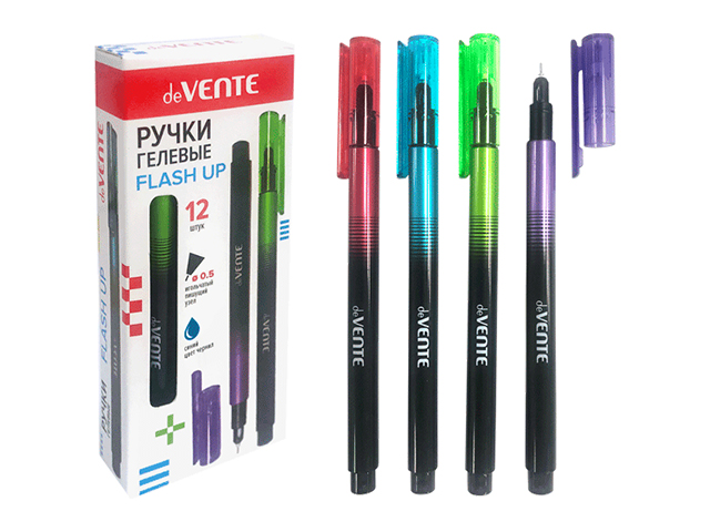 Ручка гелевая deVENTE "Flash Up" 0,5мм, синяя